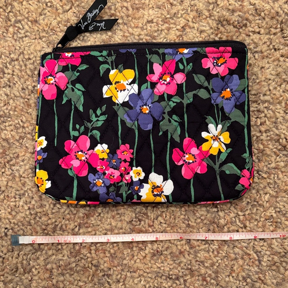 NEW Vera Bradley Wildflower Garden Black Floral Cosmetic Bag NWOT